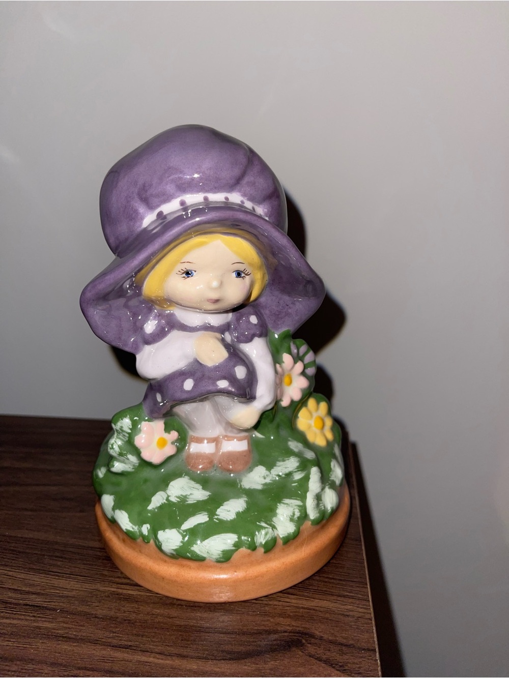Purple Hat Girl Ceramic Figurine - Decorative Home Art